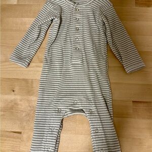 Quincy Mae Gray Striped Baby Bodysuit
